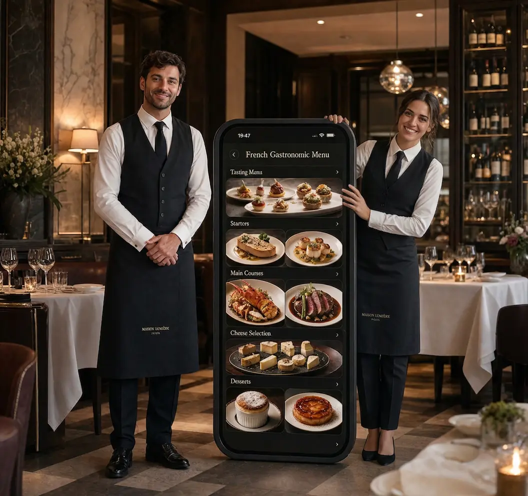 VenueStory menu in a fine-dining French brasserie