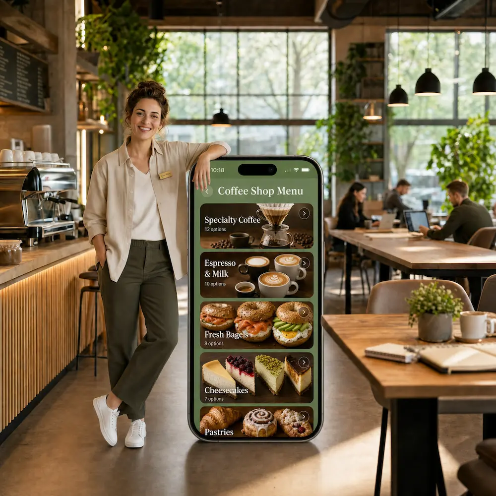 VenueStory menu in a coffee shop